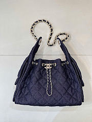 Chanel 25 Small Handbag Denim & Gold Metal Dark Blue - 30x26x14cm - 1