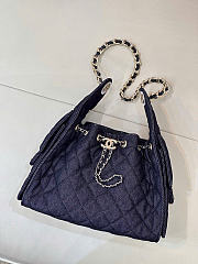 Chanel 25 Small Handbag Denim & Gold Metal Dark Blue - 30x26x14cm - 3