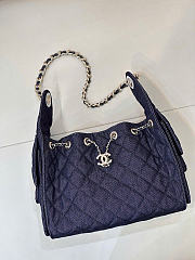 Chanel 25 Small Handbag Denim & Gold Metal Dark Blue - 30x26x14cm - 5