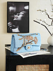 Chanel Classic 11.12 Handbag Embroidered Denim, Glass Beads, Strass & Gold-Tone Metal A01112 - 25.5x15.5x6.5cm - 4