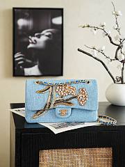 Chanel Classic 11.12 Handbag Embroidered Denim, Glass Beads, Strass & Gold-Tone Metal A01112 - 25.5x15.5x6.5cm - 3