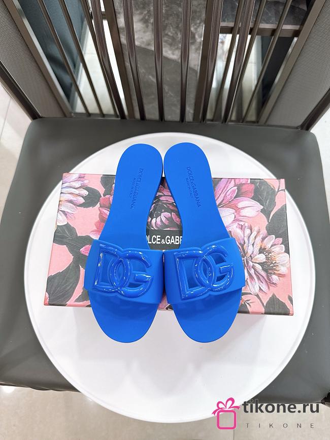 Dolce & Gabbana Beachwear Slides In Rubber Blue - 1
