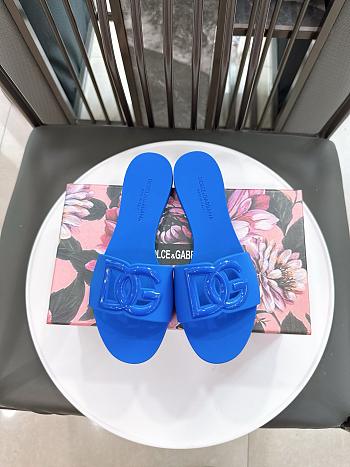 Dolce & Gabbana Beachwear Slides In Rubber Blue