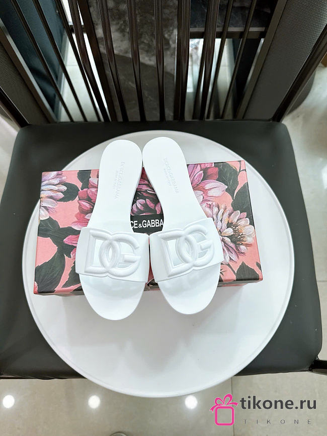 Dolce & Gabbana Beachwear Slides In Rubber White - 1