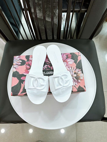 Dolce & Gabbana Beachwear Slides In Rubber White
