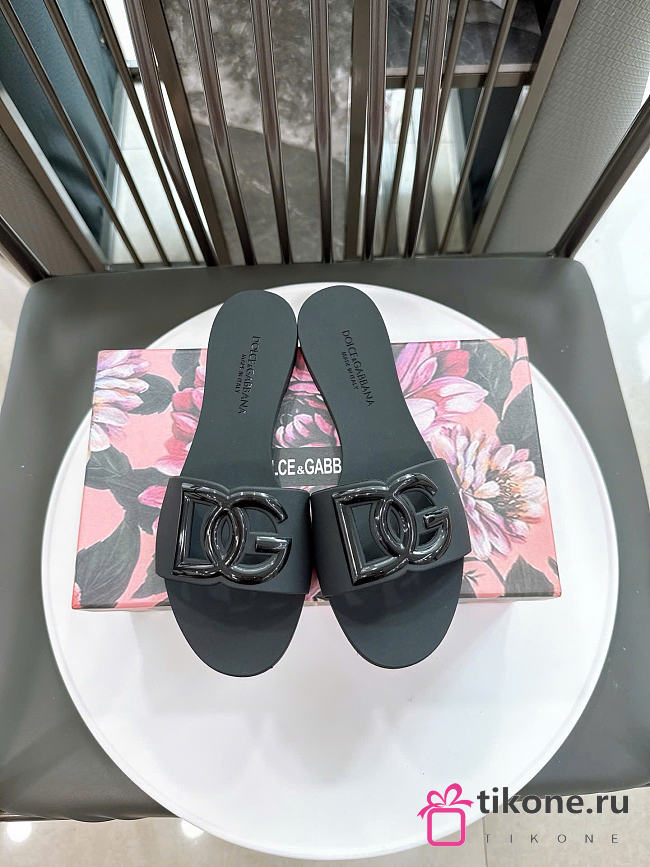Dolce & Gabbana Beachwear Slides In Rubber Black - 1