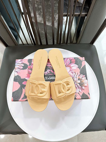 Dolce & Gabbana Beachwear Slides In Rubber Beige