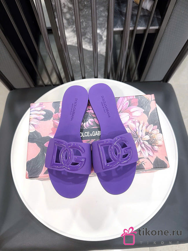 Dolce & Gabbana Beachwear Slides In Rubber Purple - 1