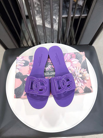 Dolce & Gabbana Beachwear Slides In Rubber Purple