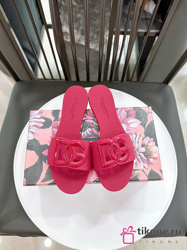 Dolce & Gabbana Beachwear Slides In Rubber Fuchsia - 1