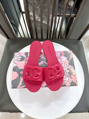 Dolce & Gabbana Beachwear Slides In Rubber Fuchsia