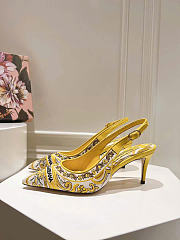 Dolce & Gabbana Majolica-embroidery Pumps Yellow 60mm  - 6