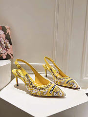 Dolce & Gabbana Majolica-embroidery Pumps Yellow 60mm  - 4