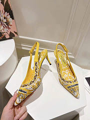 Dolce & Gabbana Majolica-embroidery Pumps Yellow 60mm  - 3