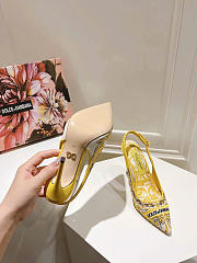Dolce & Gabbana Majolica-embroidery Pumps Yellow 100mm  - 3