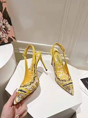 Dolce & Gabbana Majolica-embroidery Pumps Yellow 100mm  - 2
