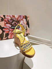 Dolce & Gabbana Majolica-embroidery Wedge Sandals Yellow 90mm - 3
