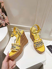 Dolce & Gabbana Majolica-embroidery Wedge Sandals Yellow 90mm - 4