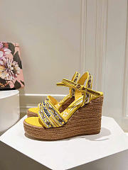 Dolce & Gabbana Majolica-embroidery Wedge Sandals Yellow 90mm - 5