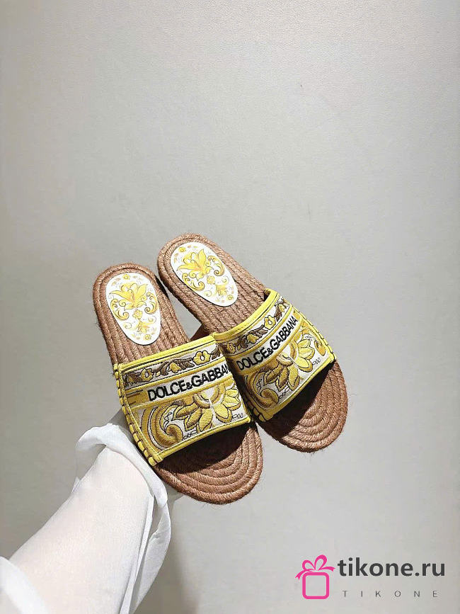 Dolce & Gabbana Majolica-embroidery Espadrilles Yellow - 1