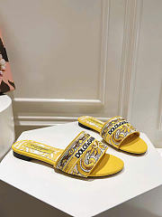 Dolce & Gabbana Majolica-embroidery Slides Yellow  - 1