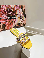 Dolce & Gabbana Majolica-embroidery Slides Yellow  - 5