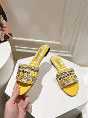 Dolce & Gabbana Majolica-embroidery Slides Yellow  - 4