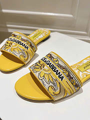 Dolce & Gabbana Majolica-embroidery Slides Yellow  - 3