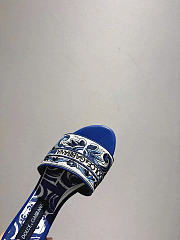 Dolce & Gabbana Majolica-embroidery Slides Blue - 3