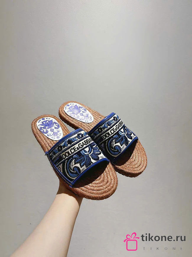 Dolce & Gabbana Majolica-embroidery Espadrilles Blue - 1