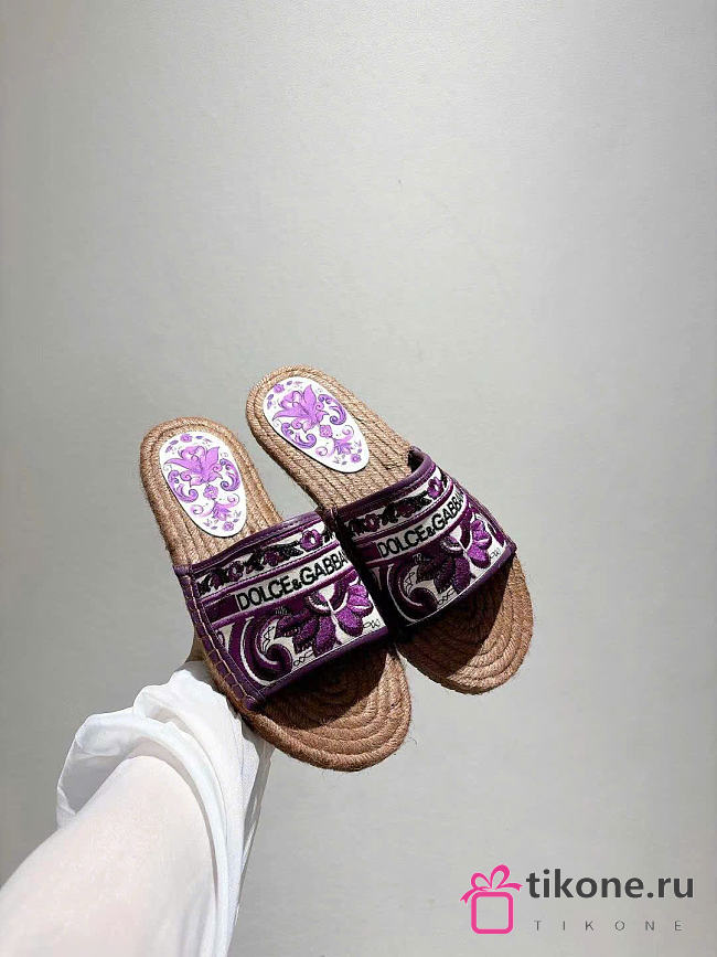 Dolce & Gabbana Majolica-embroidery Espadrilles Purple - 1