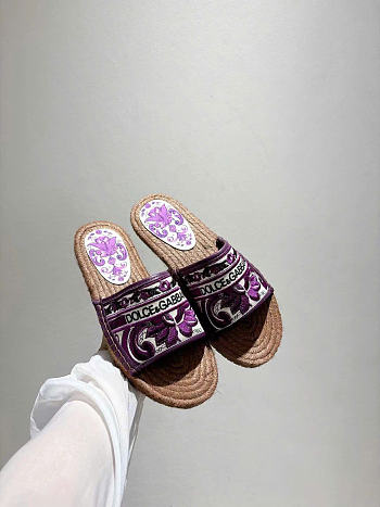 Dolce & Gabbana Majolica-embroidery Espadrilles Purple