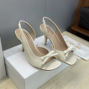 Dior Bow Heeled Slingback Sandal White Lambskin 7.5cm - 1