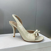 Dior Bow Heeled Slingback Sandal White Lambskin 7.5cm - 4