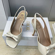 Dior Bow Heeled Slingback Sandal White Lambskin 7.5cm - 2