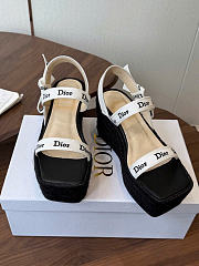 Sandal with J'Adior Straps Black Embroidered Cotton - 6
