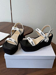 Sandal with J'Adior Straps Black Embroidered Cotton - 4