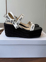 Sandal with J'Adior Straps Black Embroidered Cotton - 2