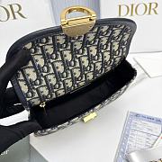 Small Dior Médaillon Flap Bag with Chain Blue Dior Oblique Jacquard - 21x12x5.5cm - 6