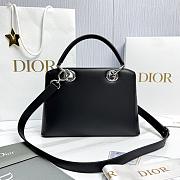 Small Dior Cigale Bag Shiny Supple Calfskin Black - 28x18x8cm - 4