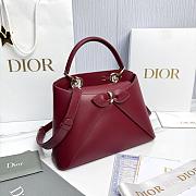 Small Dior Cigale Bag Shiny Supple Calfskin Red - 28x18x8cm - 5