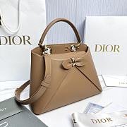 Small Dior Cigale Bag Shiny Supple Calfskin Brown - 28x18x8cm - 4