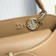 Small Dior Cigale Bag Shiny Supple Calfskin Brown - 28x18x8cm - 3