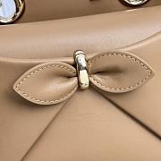 Small Dior Cigale Bag Shiny Supple Calfskin Brown - 28x18x8cm - 2