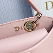 Small Dior Cigale Bag Shiny Supple Calfskin Rose - 28x18x8cm - 5