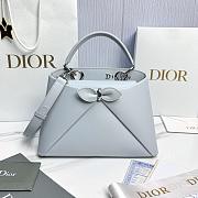 Small Dior Cigale Bag Shiny Supple Calfskin Ice Blue - 28x18x8cm - 1
