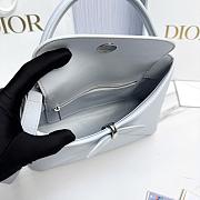 Small Dior Cigale Bag Shiny Supple Calfskin Ice Blue - 28x18x8cm - 3