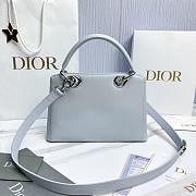 Small Dior Cigale Bag Shiny Supple Calfskin Ice Blue - 28x18x8cm - 5