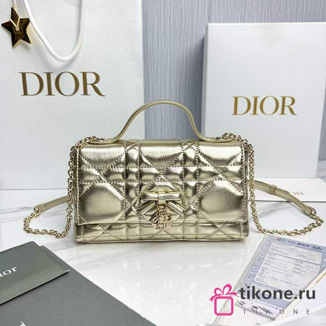 My Dior Mini Bag Trianon Metallic Cannage Lambskin Gold - 21x11.5x7cm - 1