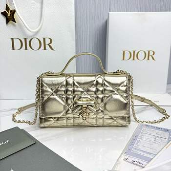 My Dior Mini Bag Trianon Metallic Cannage Lambskin Gold - 21x11.5x7cm